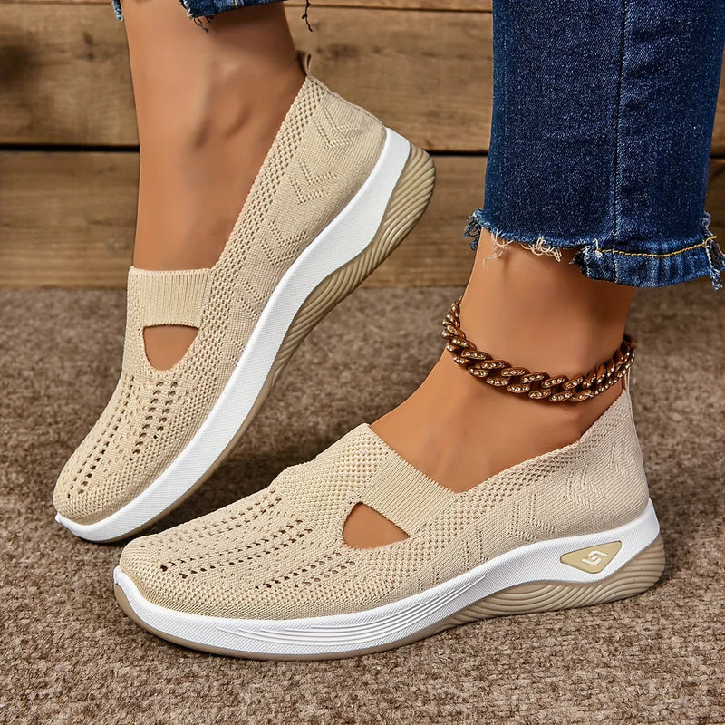 Women's Slip-On Sneakers with Cut-Out Detail and Textured Sole