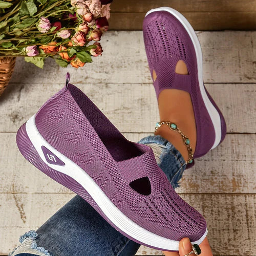 Women's Slip-On Sneakers with Cut-Out Detail and Textured Sole