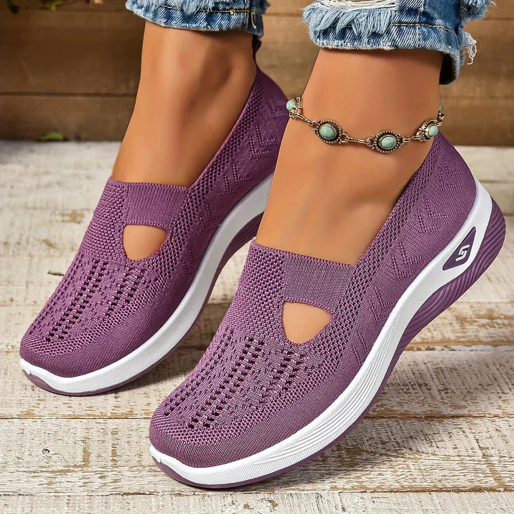 Women's Slip-On Sneakers with Cut-Out Detail and Textured Sole