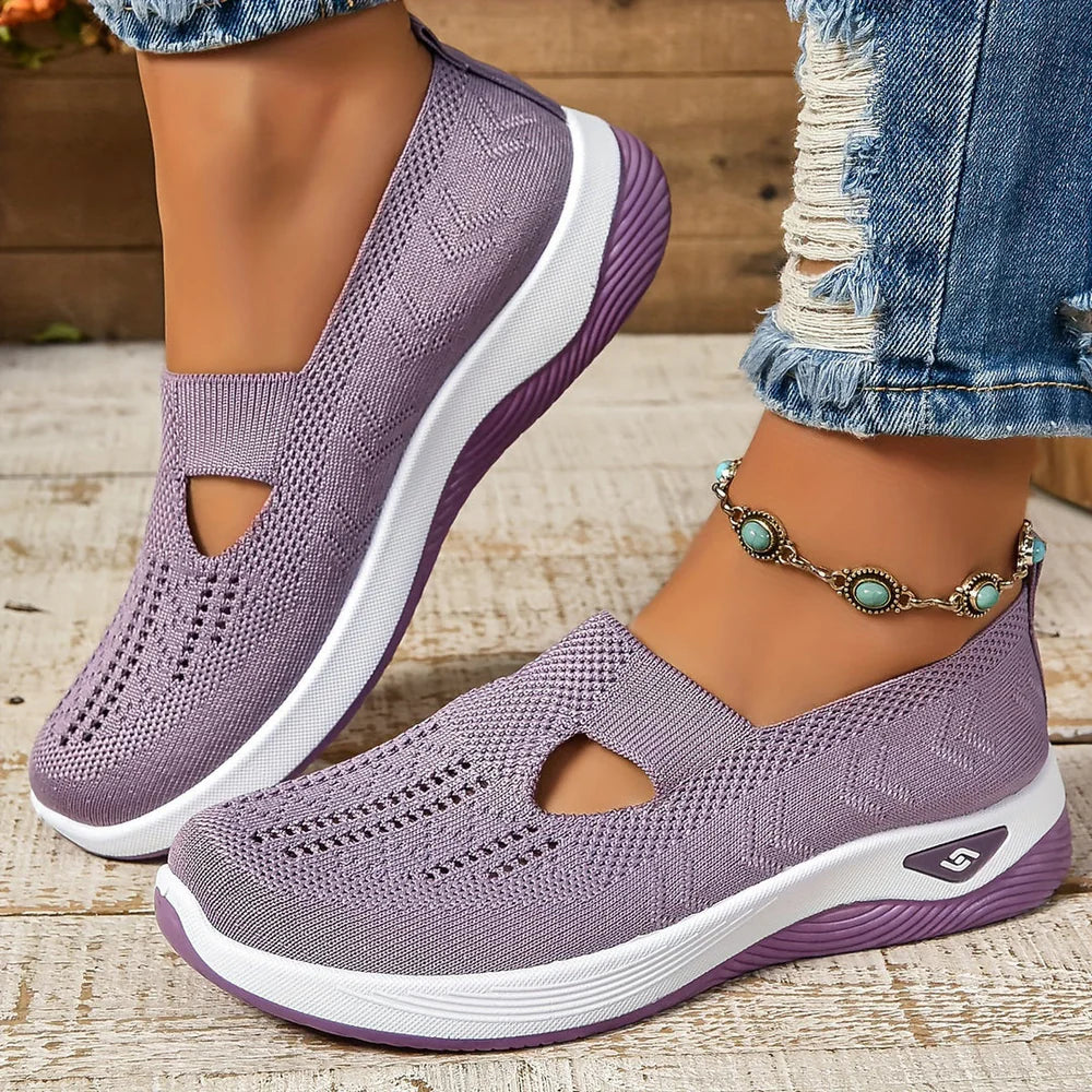 Women's Slip-On Sneakers with Cut-Out Detail and Textured Sole