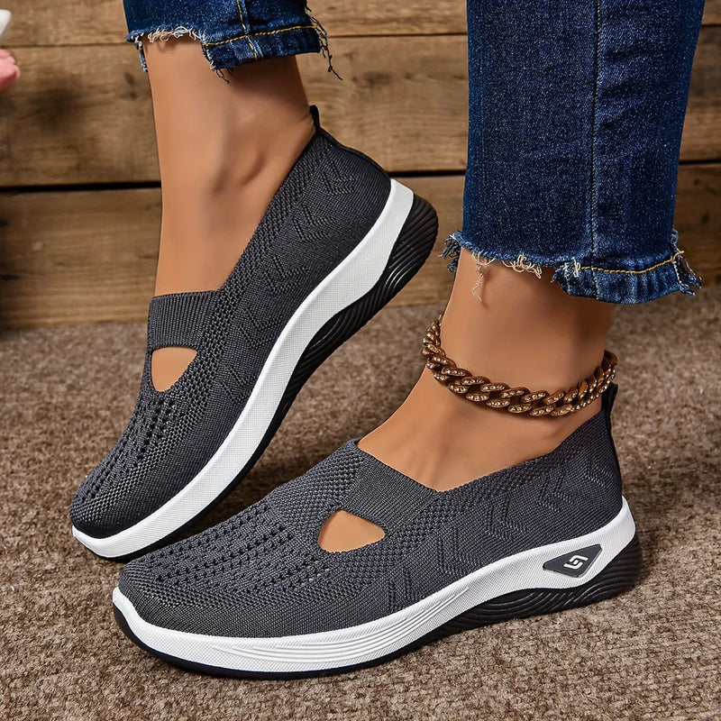 Women's Slip-On Sneakers with Cut-Out Detail and Textured Sole