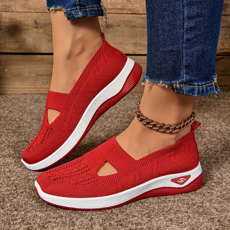 Women's Slip-On Sneakers with Cut-Out Detail and Textured Sole