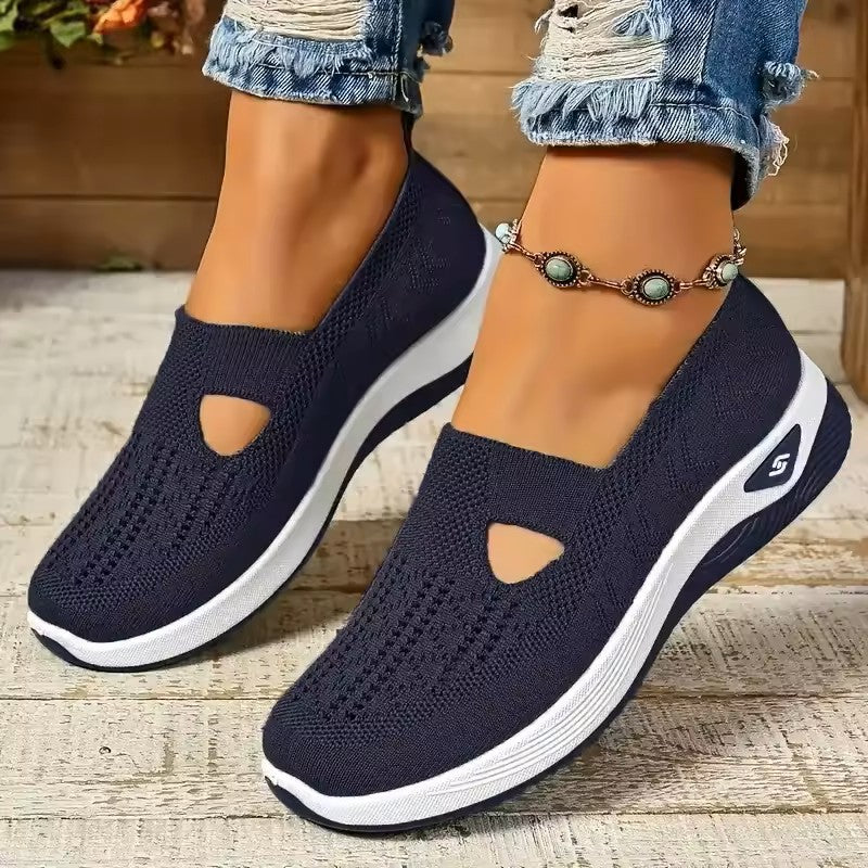 Women's Slip-On Sneakers with Cut-Out Detail and Textured Sole