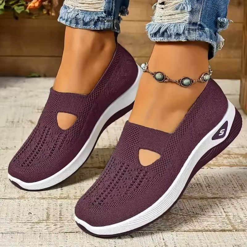 Women's Slip-On Sneakers with Cut-Out Detail and Textured Sole