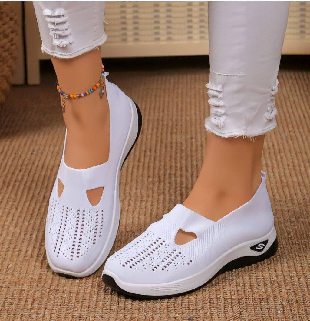 Women's Slip-On Sneakers with Cut-Out Detail and Textured Sole