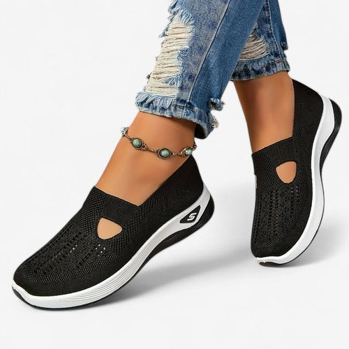 Women's Slip-On Sneakers with Cut-Out Detail and Textured Sole