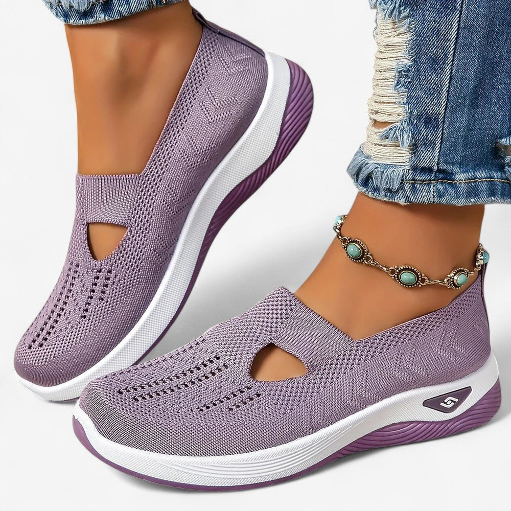 Women's Slip-On Sneakers with Cut-Out Detail and Textured Sole