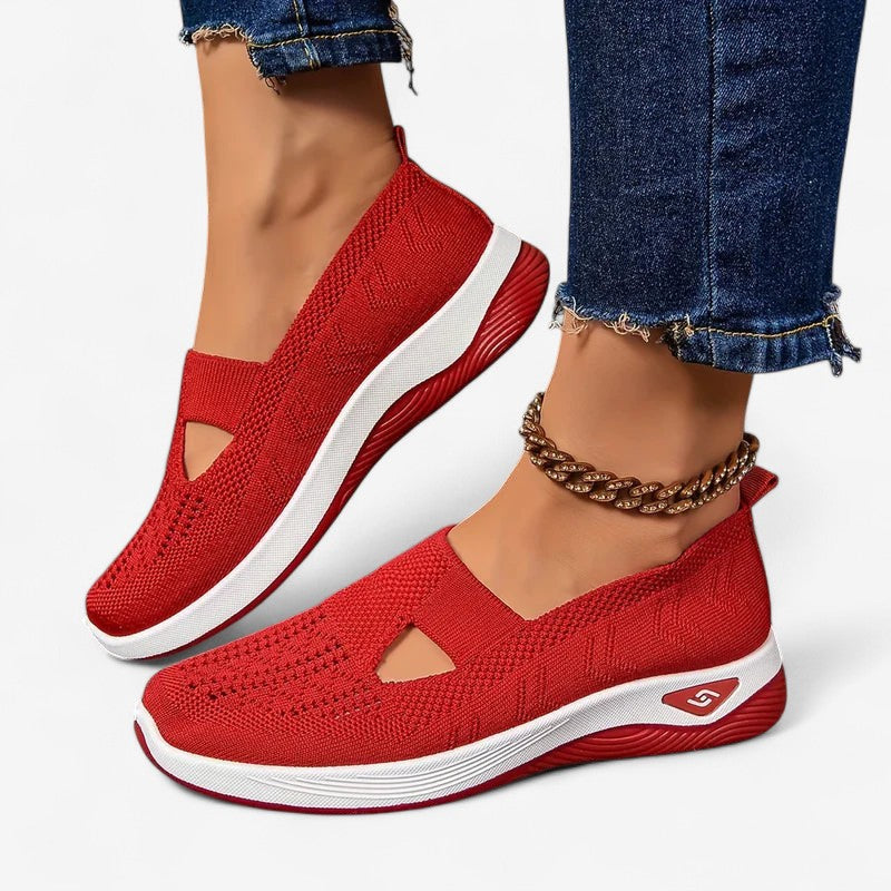 Women's Slip-On Sneakers with Cut-Out Detail and Textured Sole