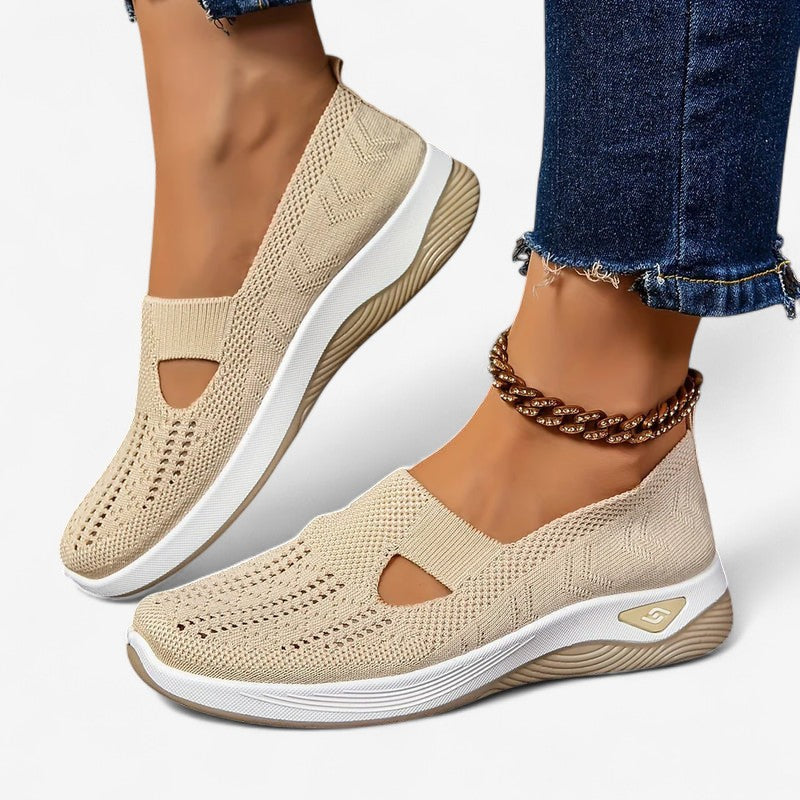 Women's Slip-On Sneakers with Cut-Out Detail and Textured Sole