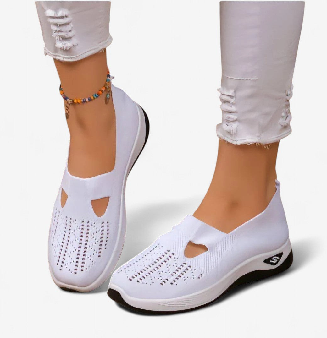 Women's Slip-On Sneakers with Cut-Out Detail and Textured Sole