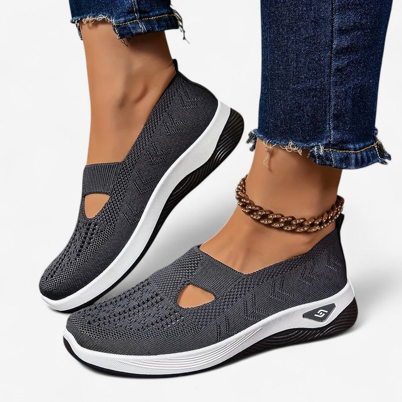 Women's Slip-On Sneakers with Cut-Out Detail and Textured Sole