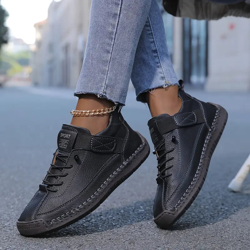 Women's Sneakers with Hand-Stitched Detailing and Elastic Side Panels