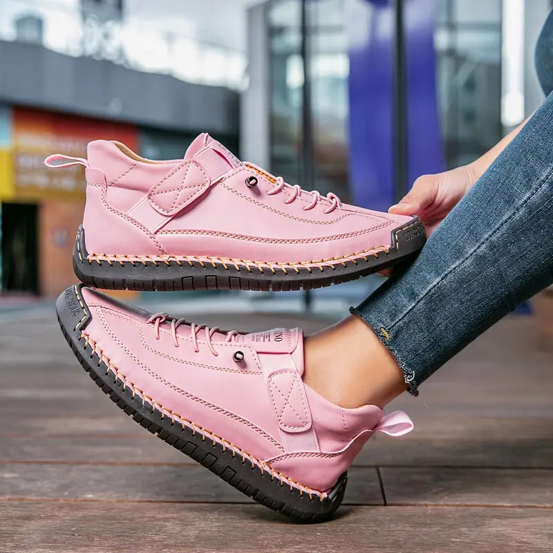 Women's Sneakers with Hand-Stitched Detailing and Elastic Side Panels