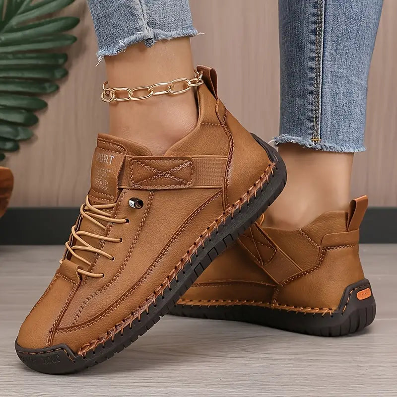 Women's Sneakers with Hand-Stitched Detailing and Elastic Side Panels