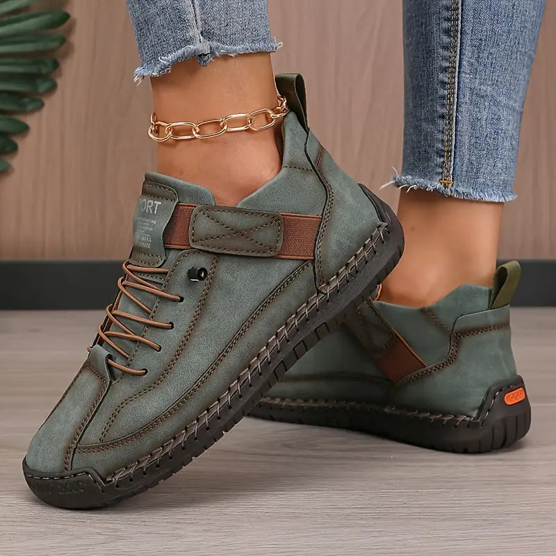 Women's Sneakers with Hand-Stitched Detailing and Elastic Side Panels