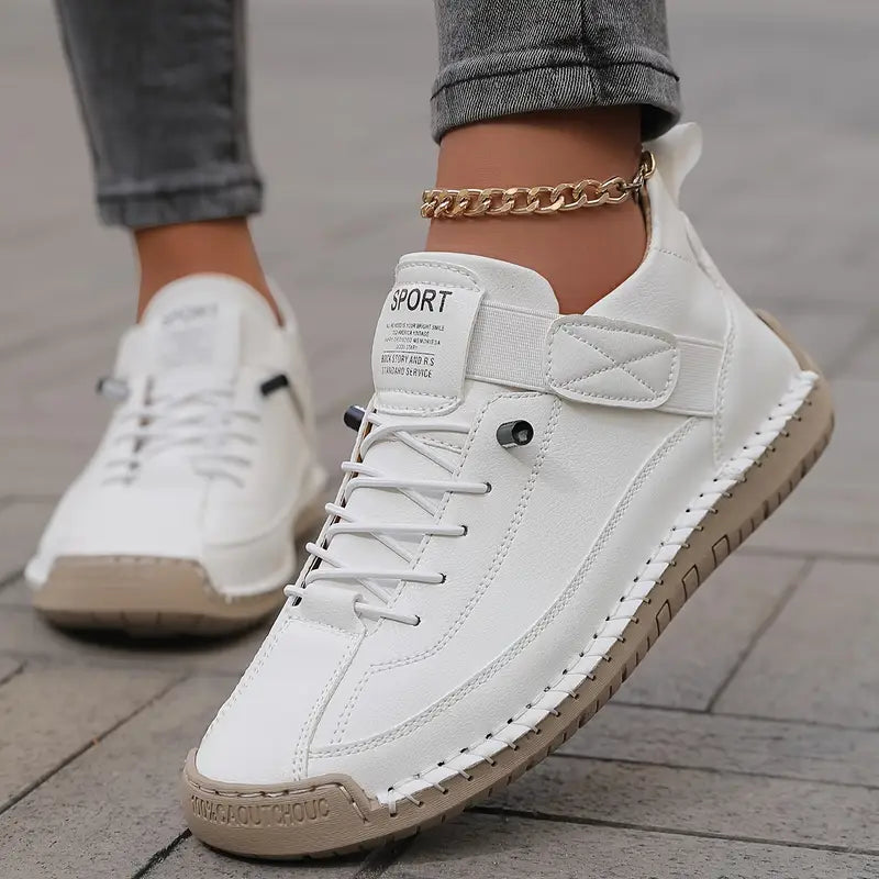Women's Sneakers with Hand-Stitched Detailing and Elastic Side Panels