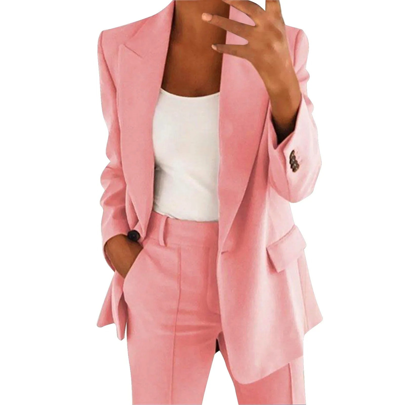 Women’s Blazer and Trousers Suit Set in Solid Color – MiraSet