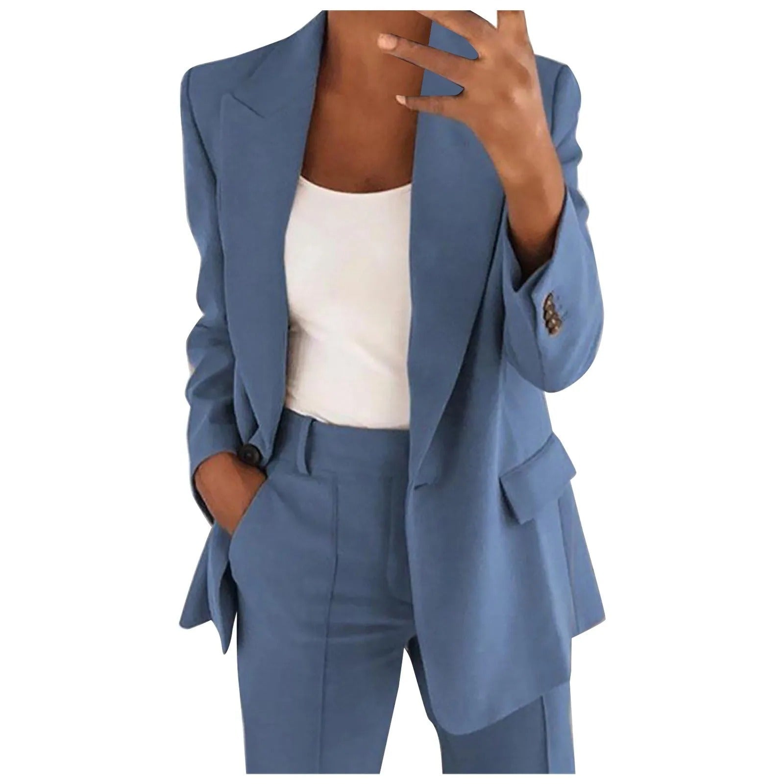 Women’s Blazer and Trousers Suit Set in Solid Color – MiraSet