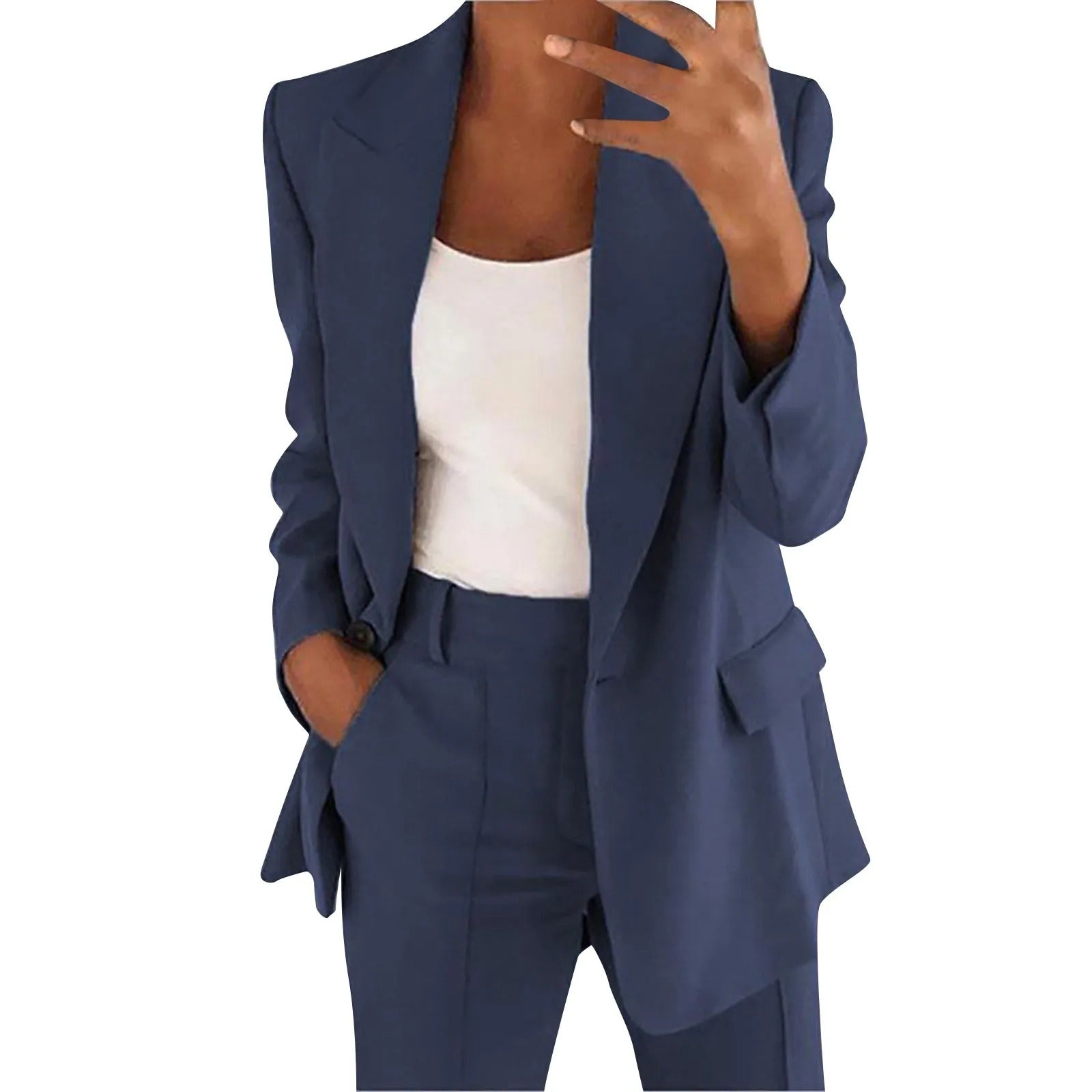 Women’s Blazer and Trousers Suit Set in Solid Color – MiraSet