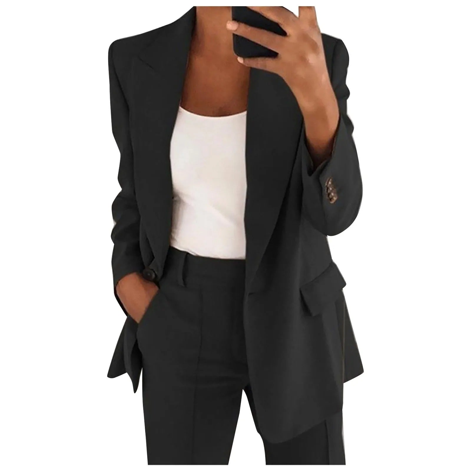 Women’s Blazer and Trousers Suit Set in Solid Color – MiraSet