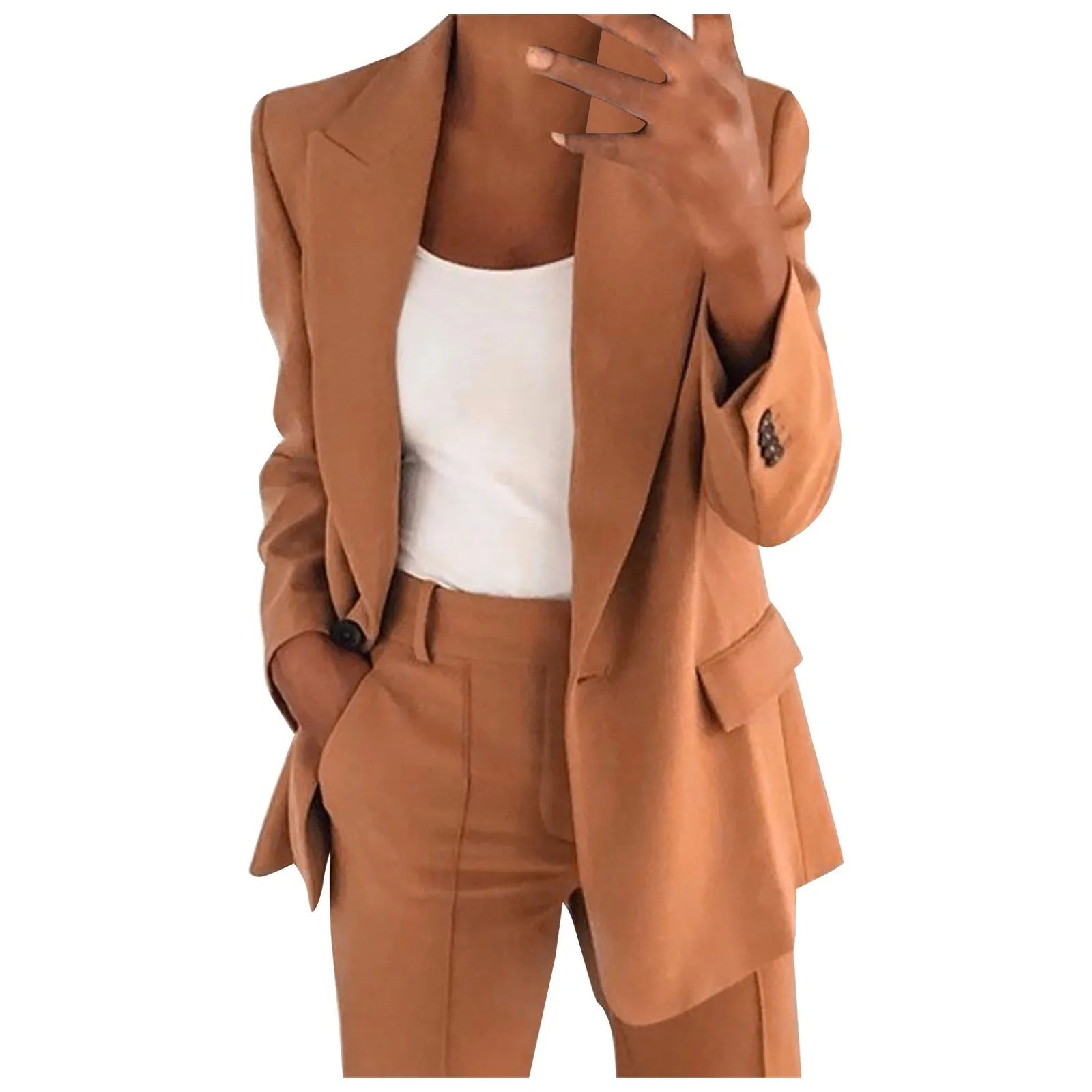 Women’s Blazer and Trousers Suit Set in Solid Color – MiraSet