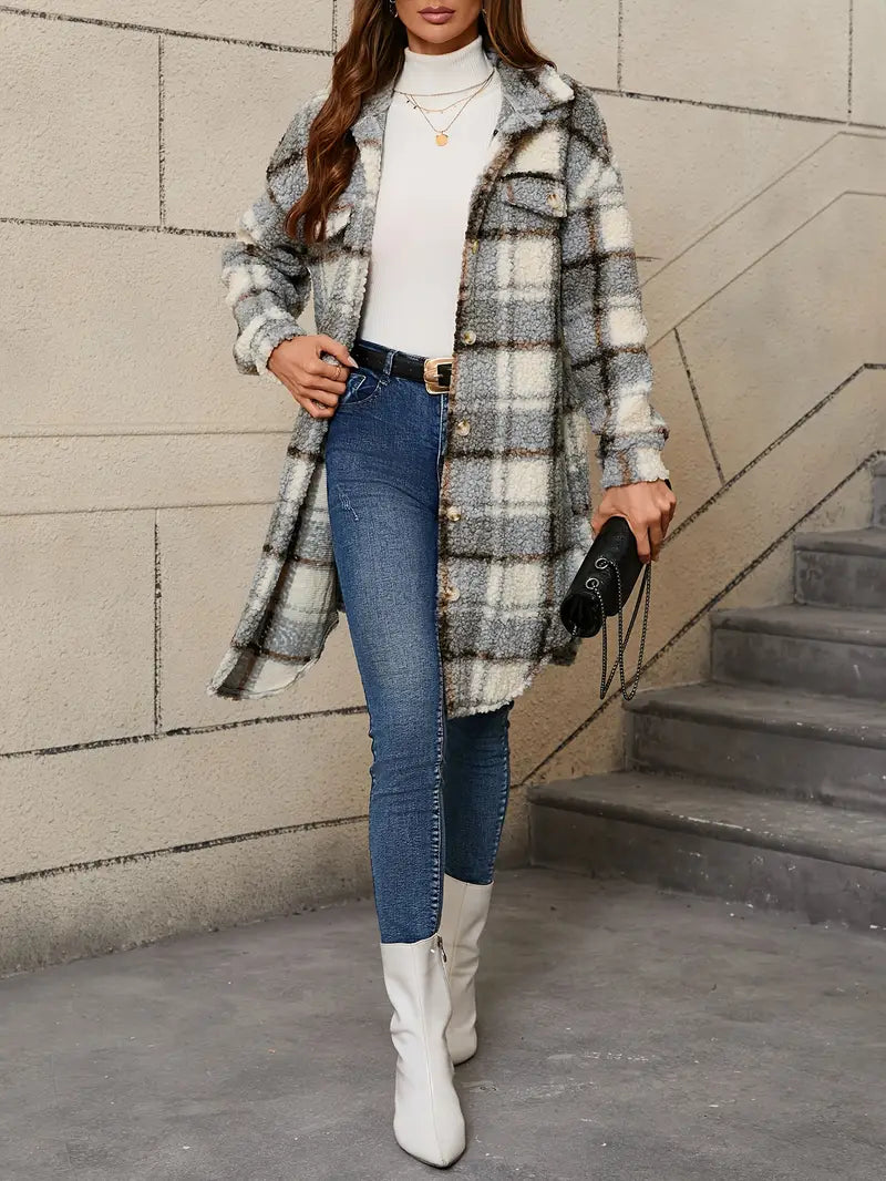 Isabelle™ | Comfortable Checked Teddy Jacket