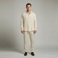 Men’s Linen Shirt and Trousers Set – Elegant Casual Long-Sleeve Summer Outfit