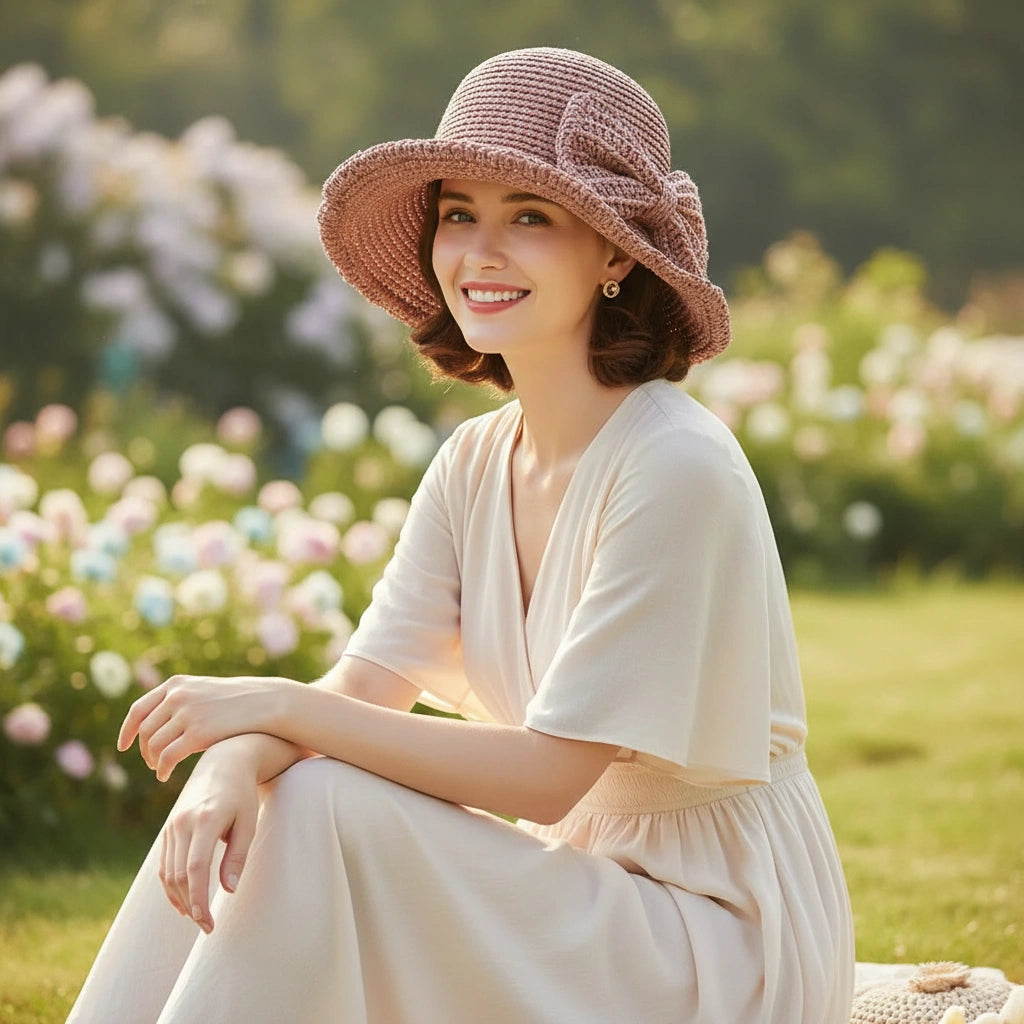 Foldable Summer Hat with Bow