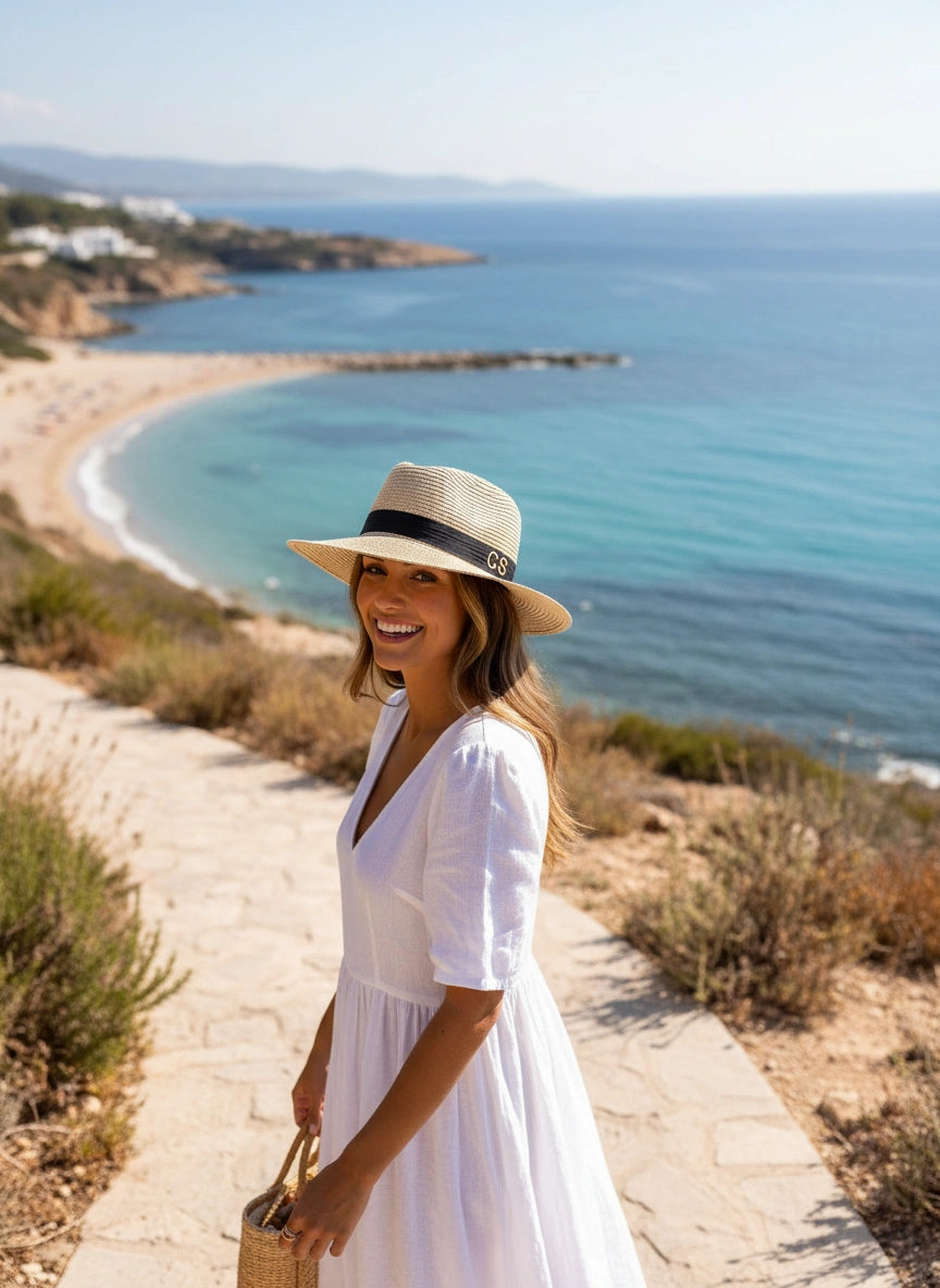 Deluxe Straw Hat Cream with Black Band