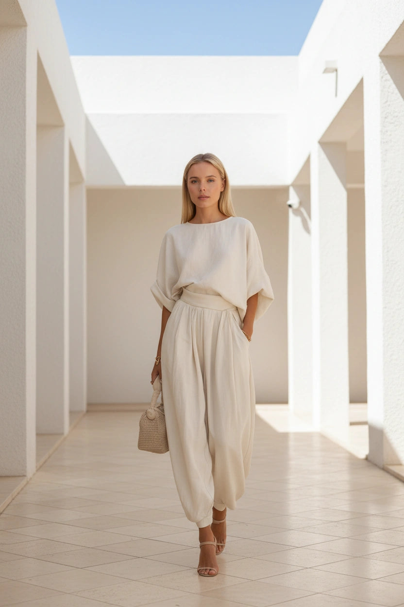 Women’s Two-Piece Set | Elegant White Design | Refined Ensemble