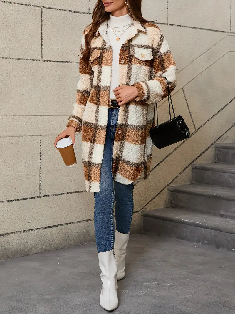 Isabelle™ | Comfortable Checked Teddy Jacket