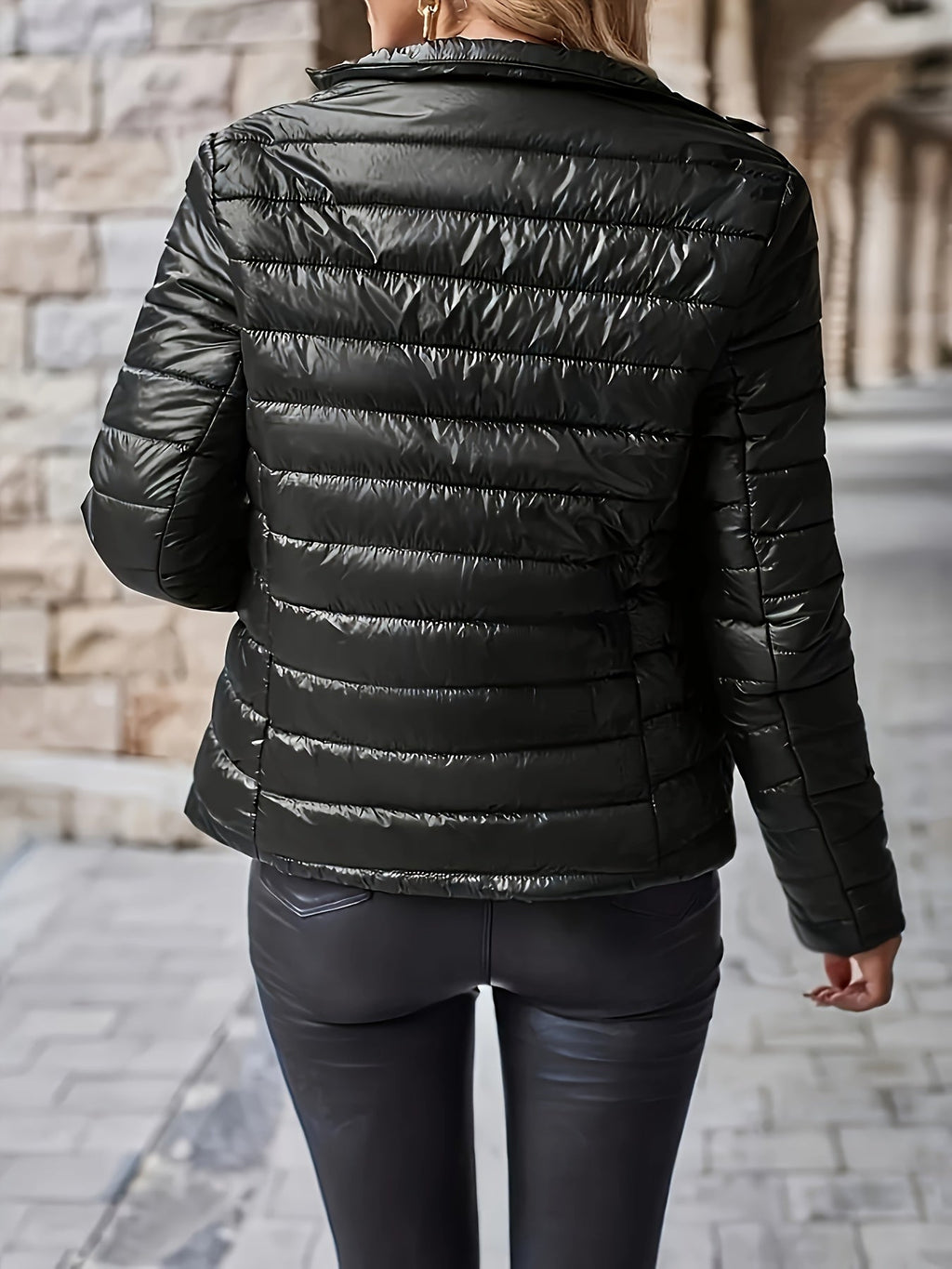 Femke | Women's Elegant Polyamide Puffer Jacket with Stand Collar and Pockets