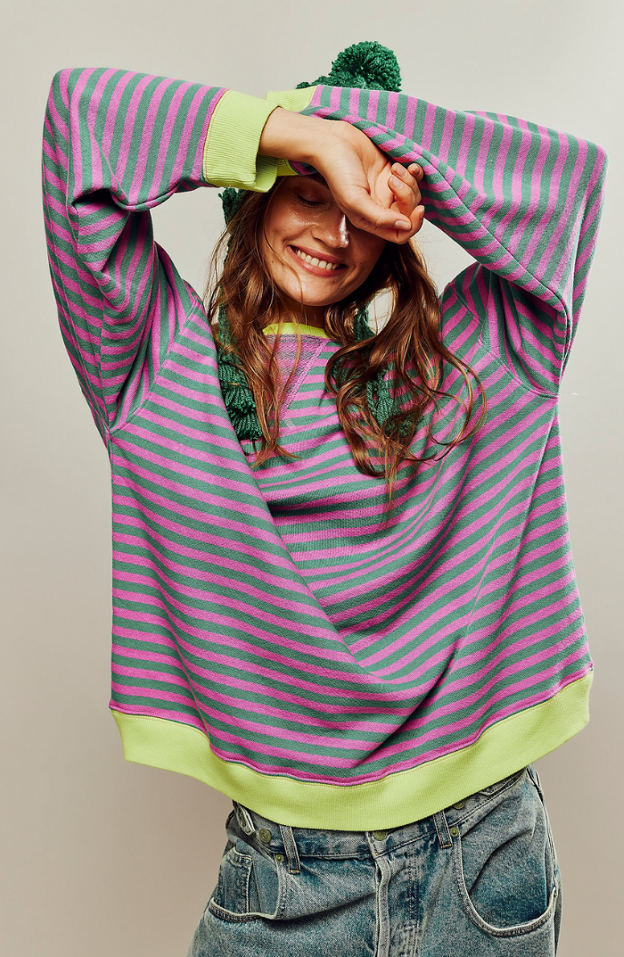 Fien | Women's Striped Oversized Crew Neck Jumper
