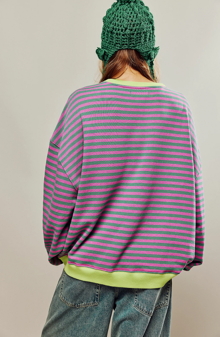 Fien | Women's Striped Oversized Crew Neck Jumper