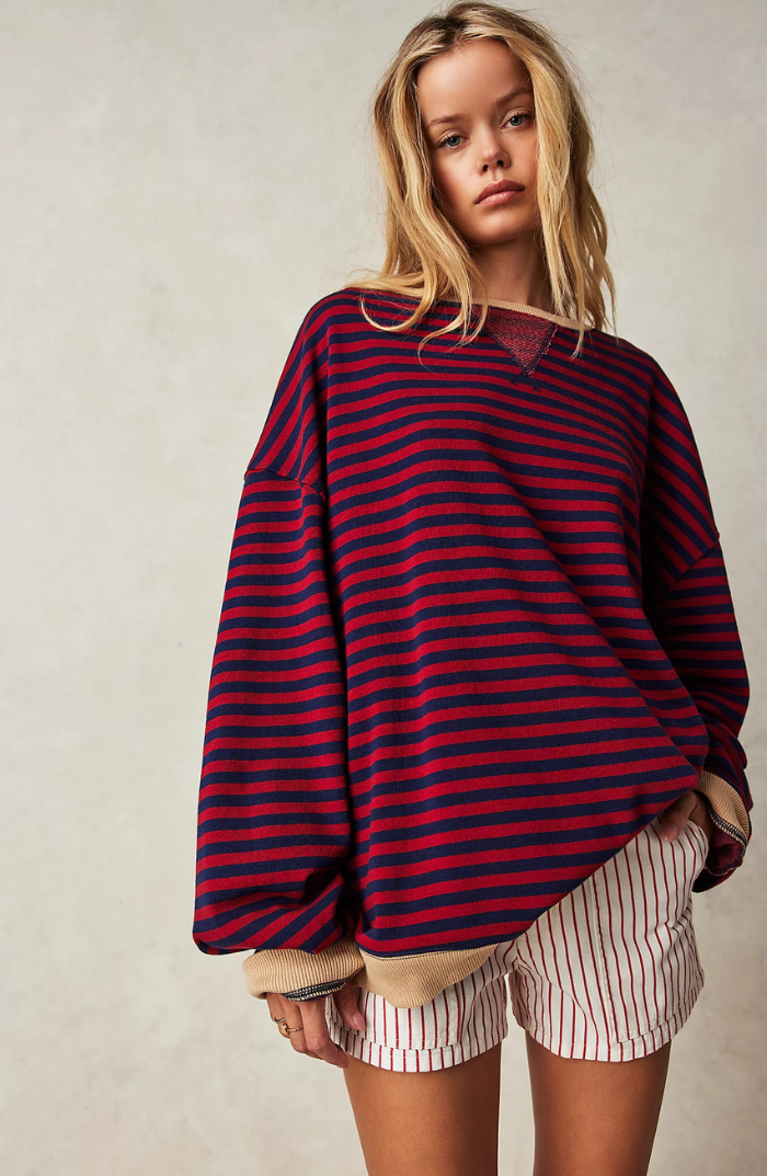 Fien | Women's Striped Oversized Crew Neck Jumper