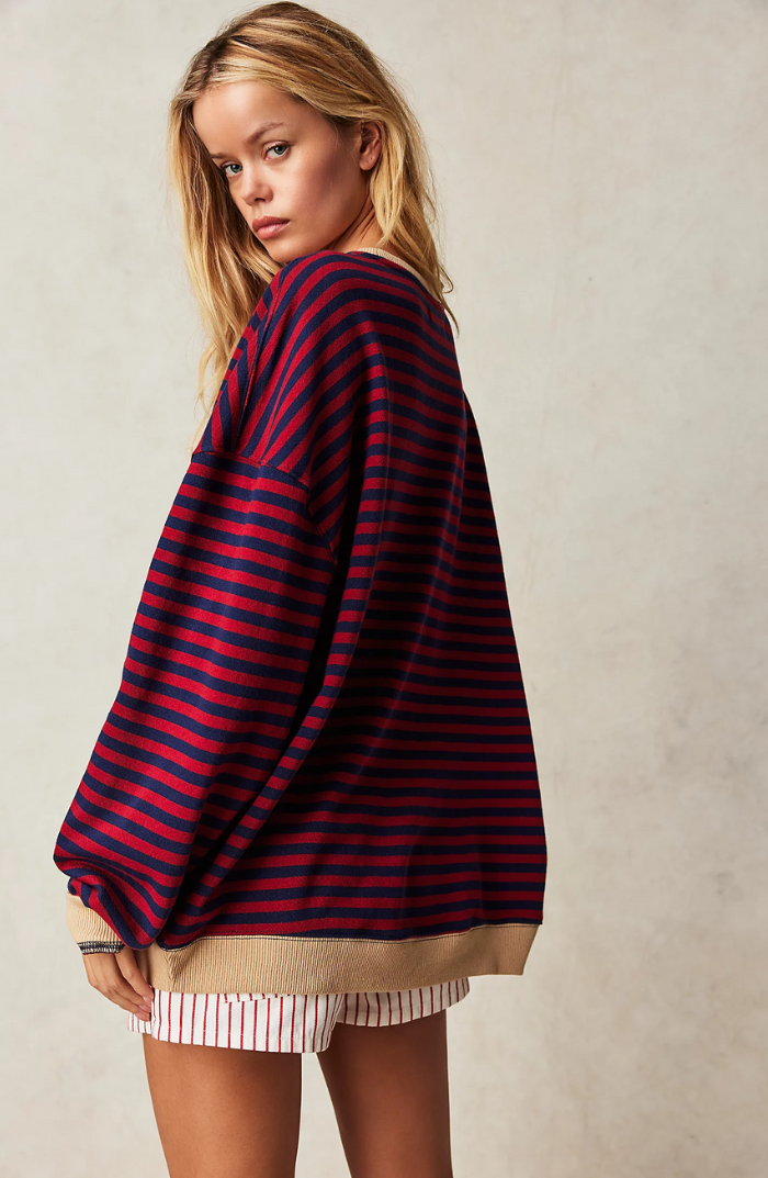 Fien | Women's Striped Oversized Crew Neck Jumper