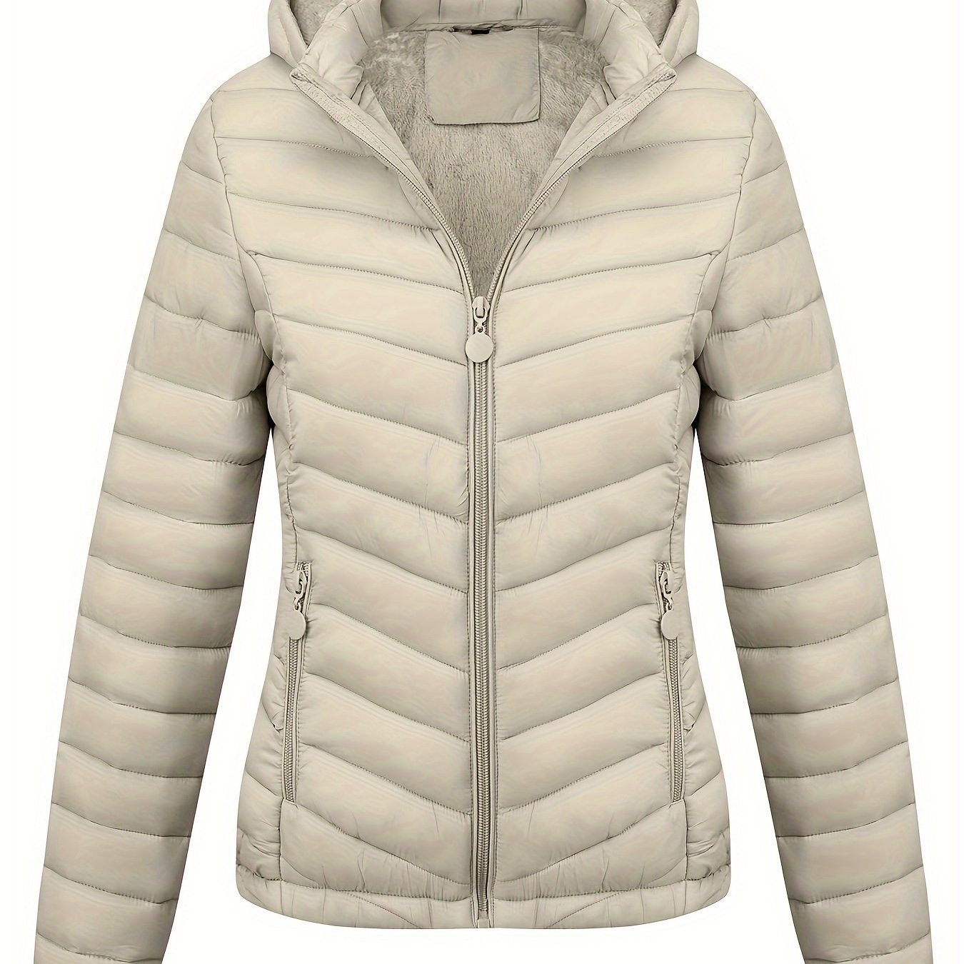 Fien | Women's Zip-Up Hooded Puffer Jacket with Slanted Pockets