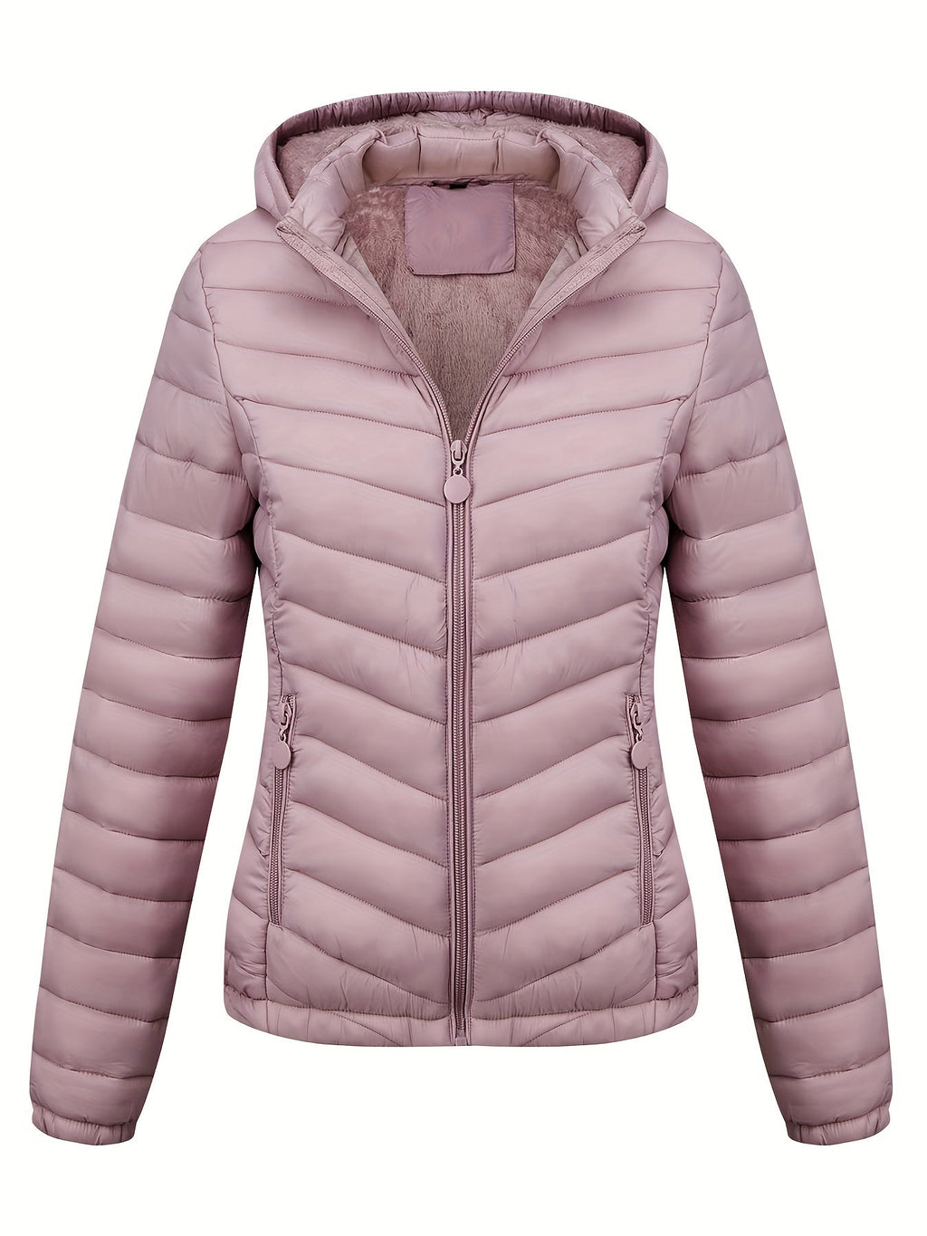Fien | Women's Zip-Up Hooded Puffer Jacket with Slanted Pockets