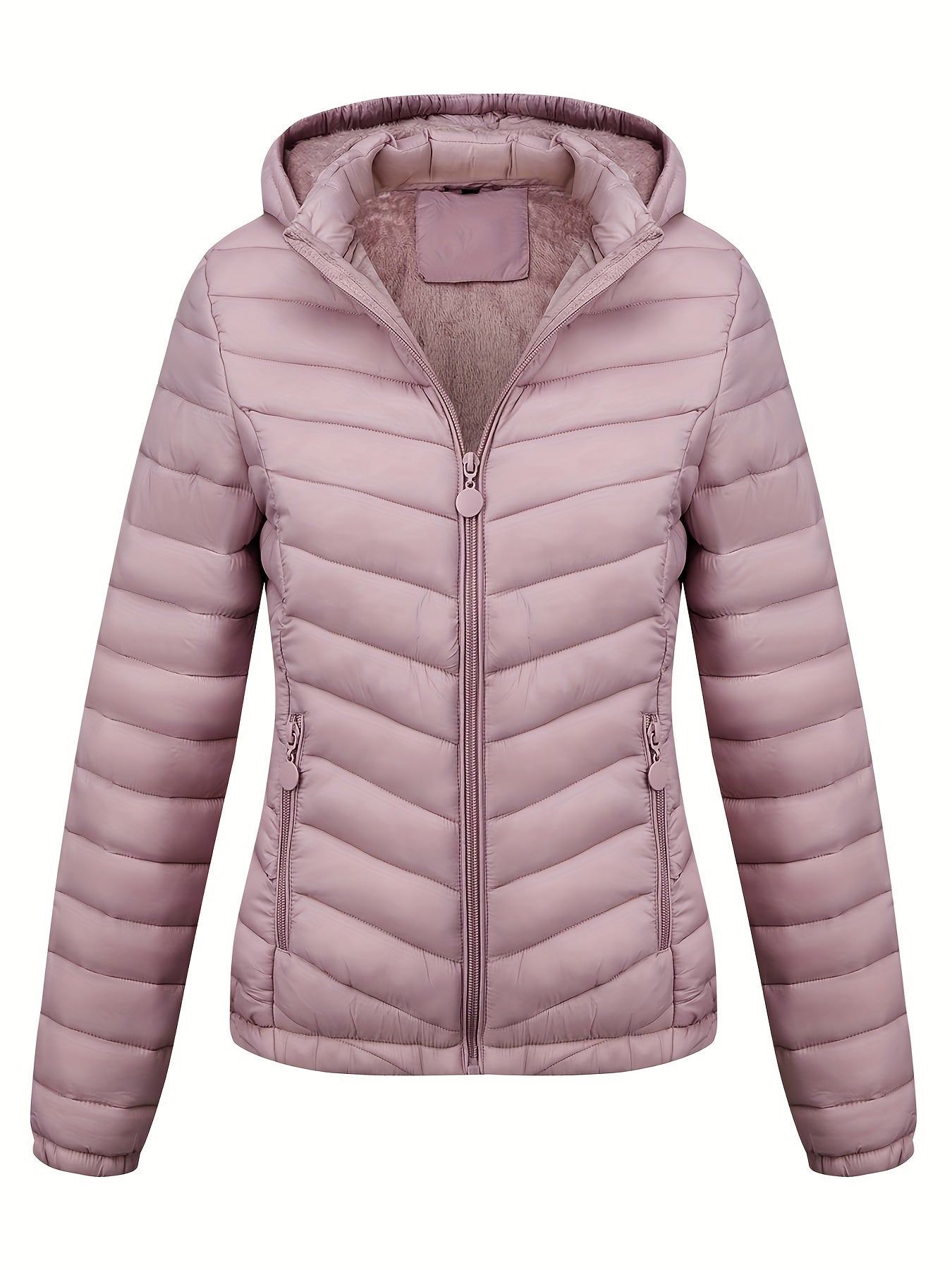 Fien | Women's Zip-Up Hooded Puffer Jacket with Slanted Pockets
