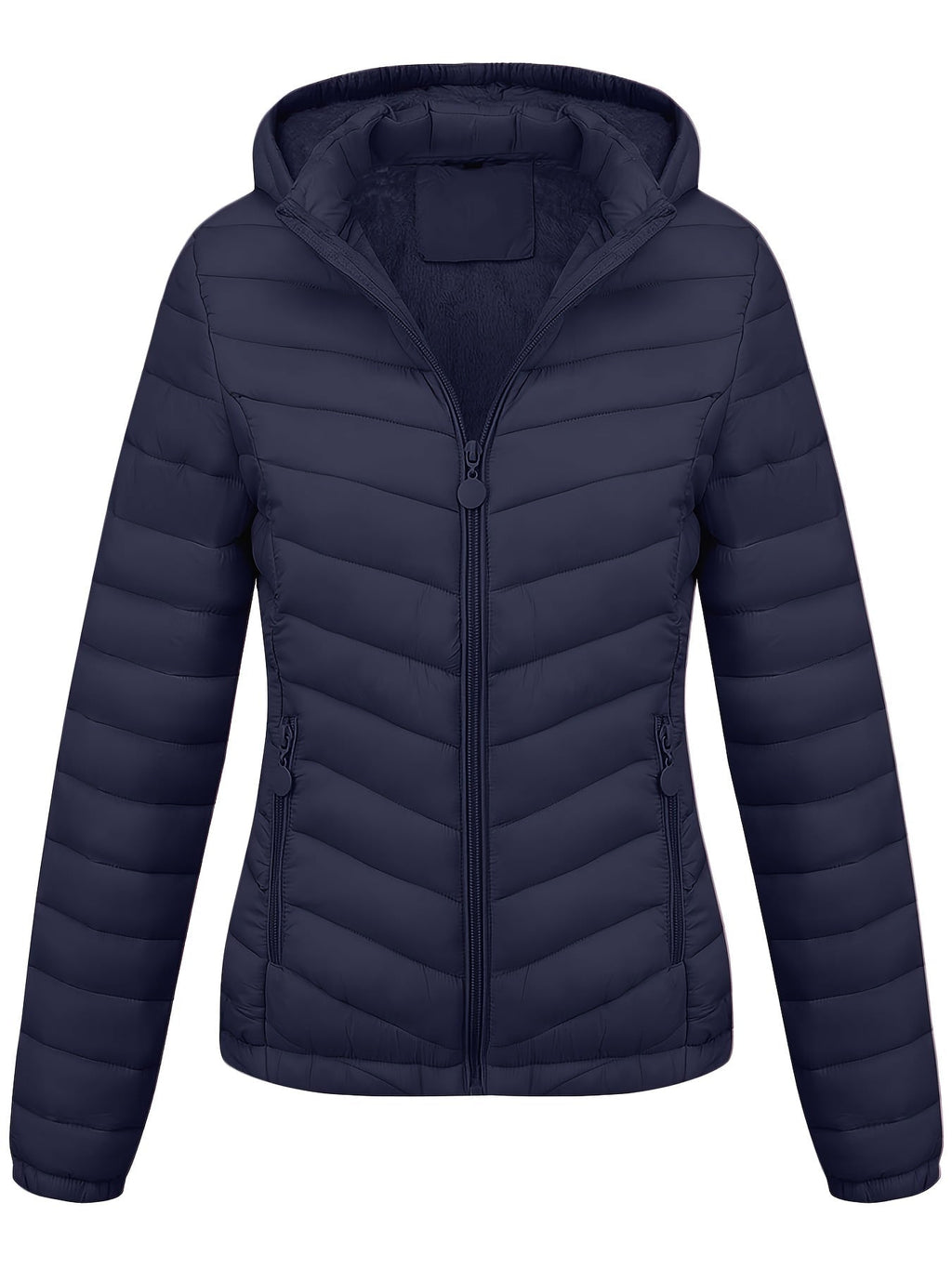 Fien | Women's Zip-Up Hooded Puffer Jacket with Slanted Pockets