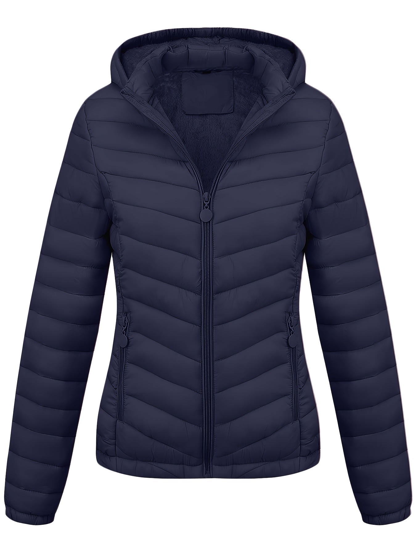 Fien | Women's Zip-Up Hooded Puffer Jacket with Slanted Pockets