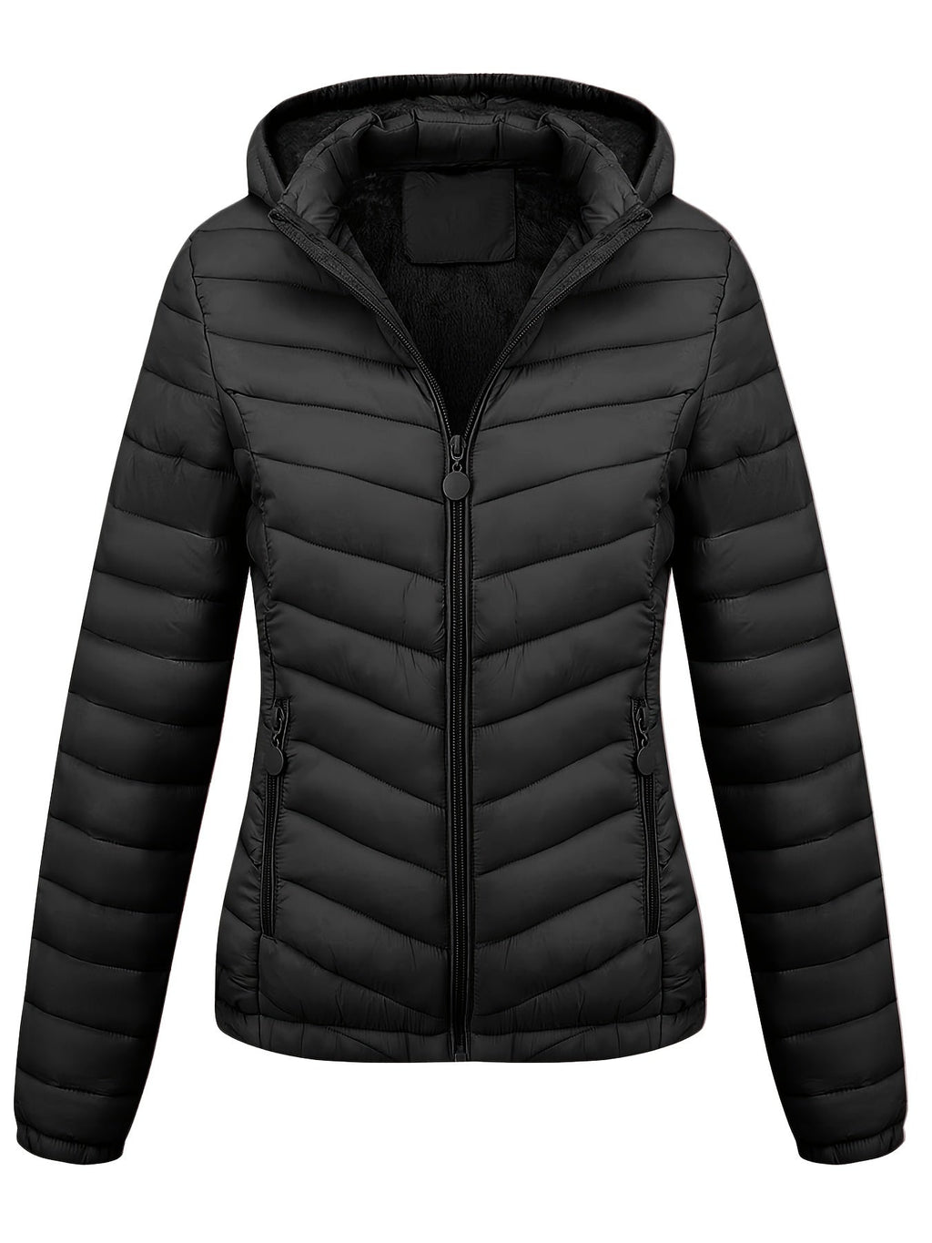 Fien | Women's Zip-Up Hooded Puffer Jacket with Slanted Pockets