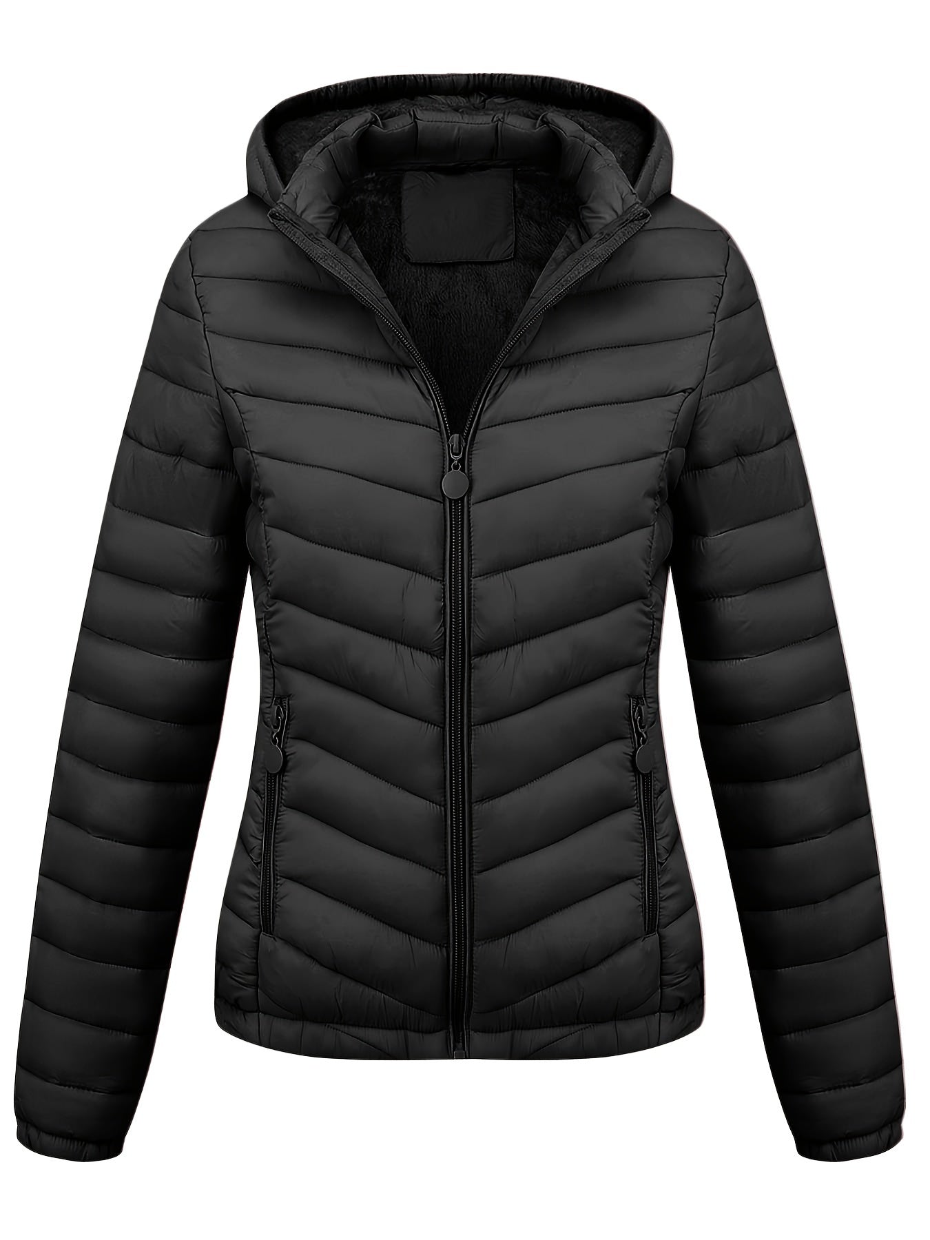 Fien | Women's Zip-Up Hooded Puffer Jacket with Slanted Pockets