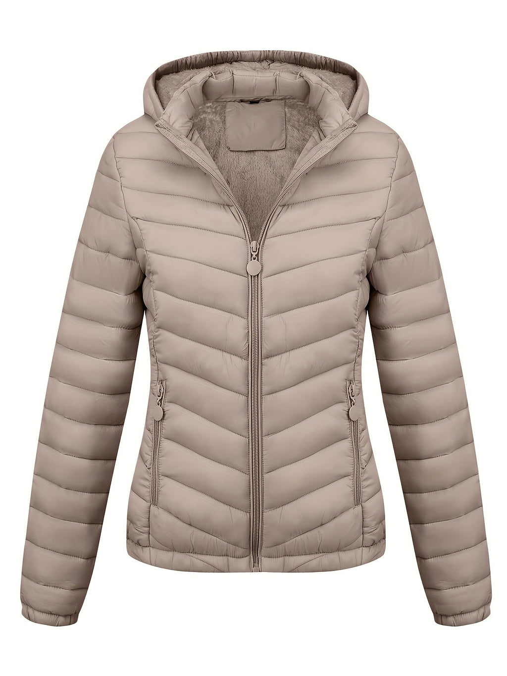 Fien | Women's Zip-Up Hooded Puffer Jacket with Slanted Pockets
