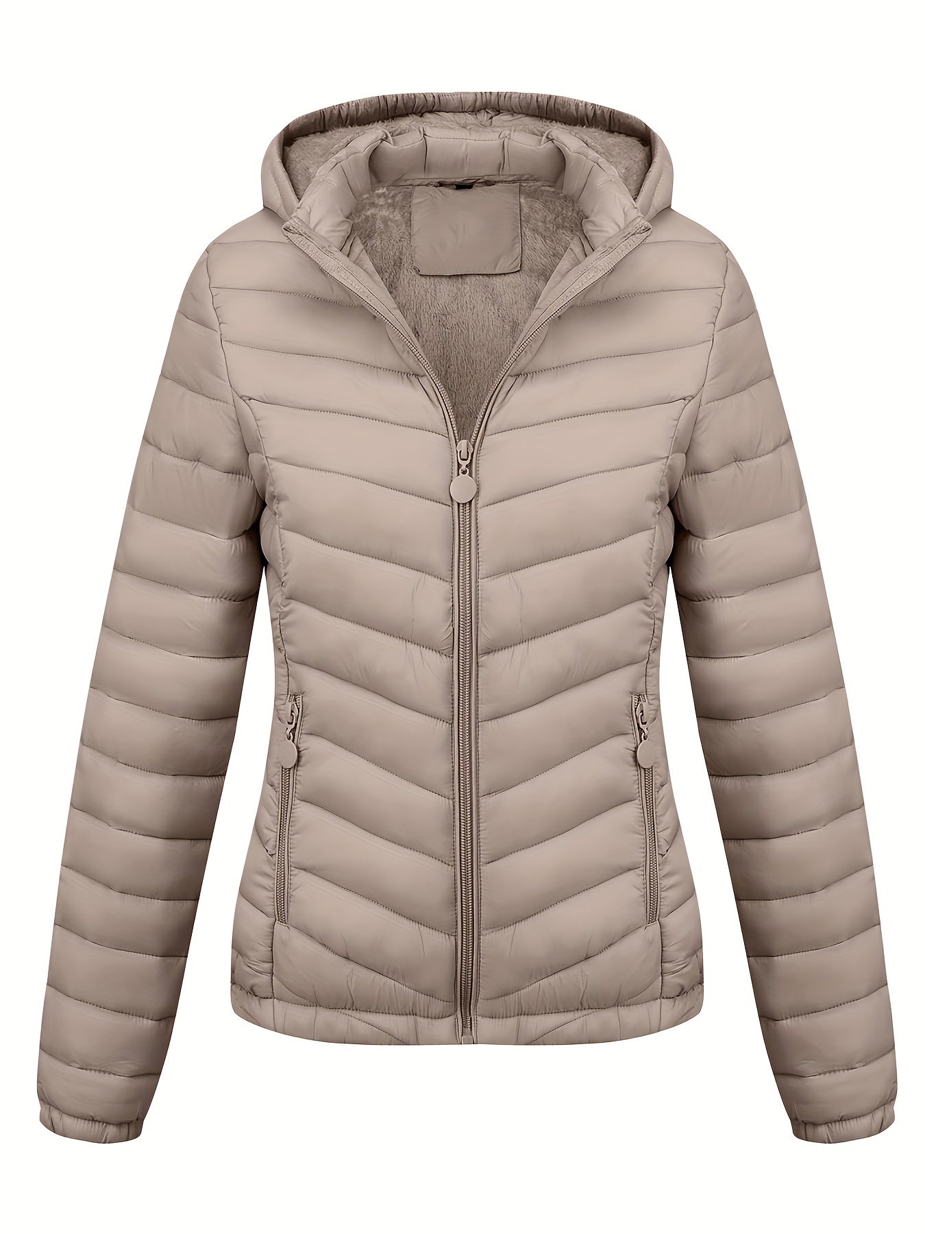 Fien | Women's Zip-Up Hooded Puffer Jacket with Slanted Pockets
