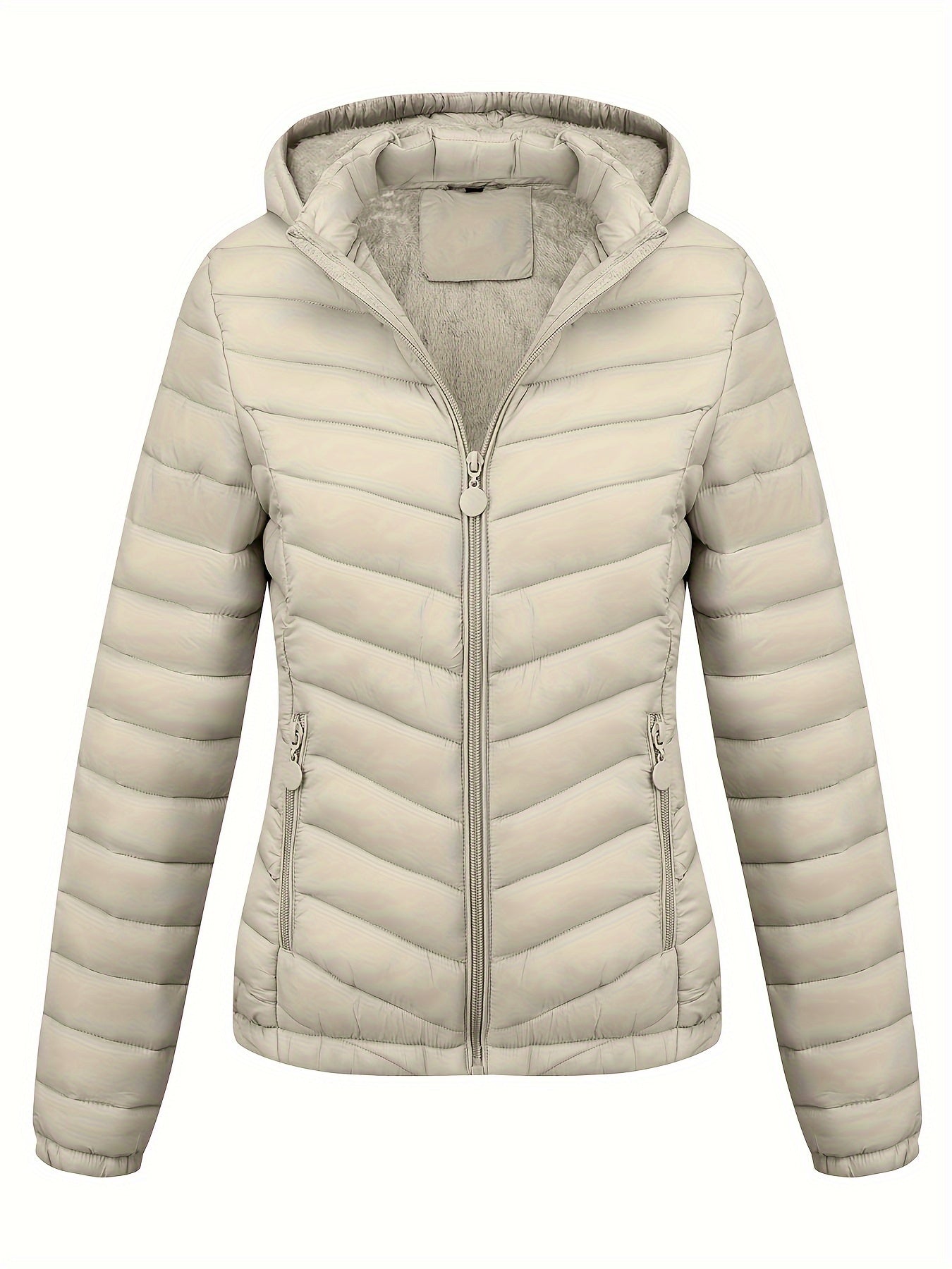 Fien | Women's Zip-Up Hooded Puffer Jacket with Slanted Pockets