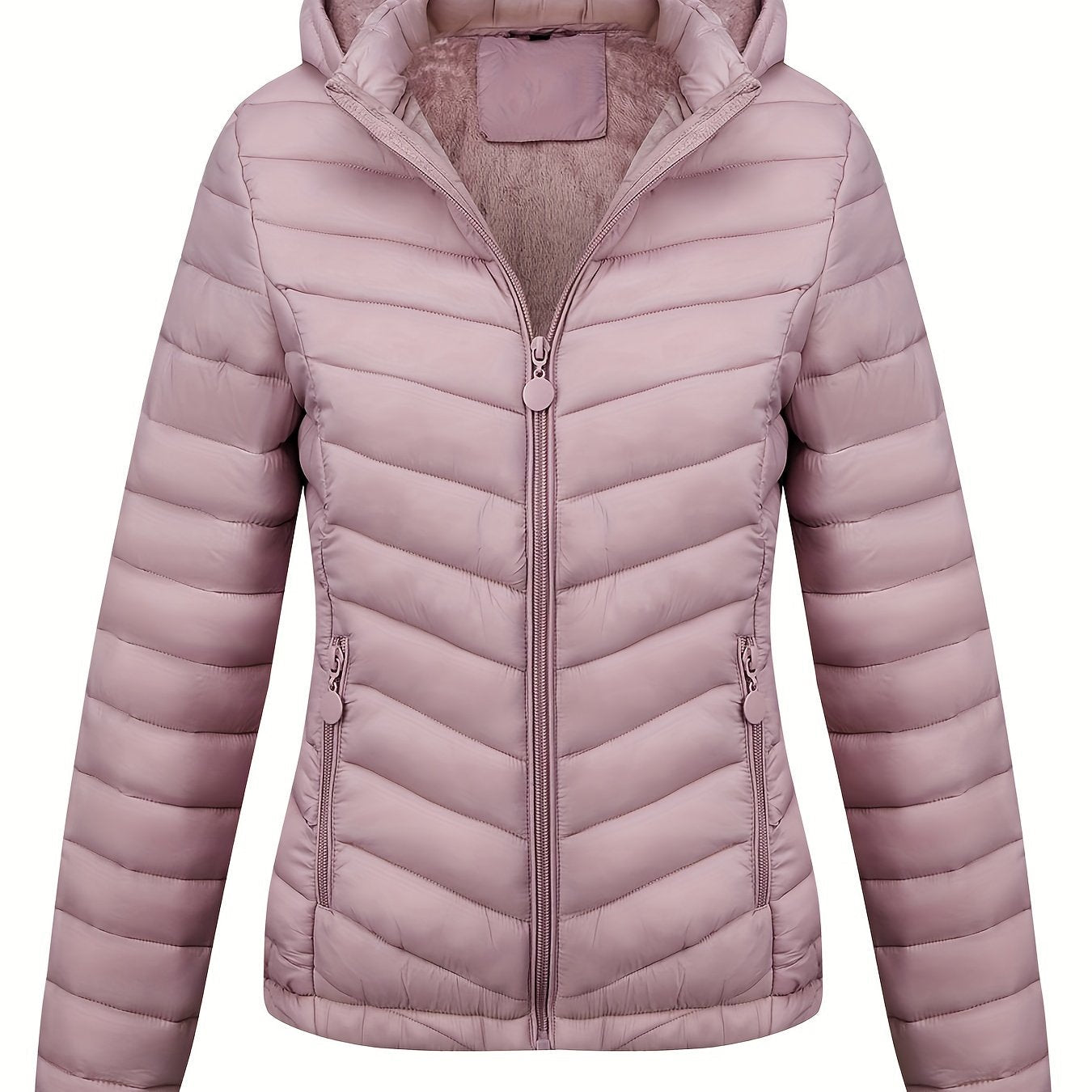Fien | Women's Zip-Up Hooded Puffer Jacket with Slanted Pockets