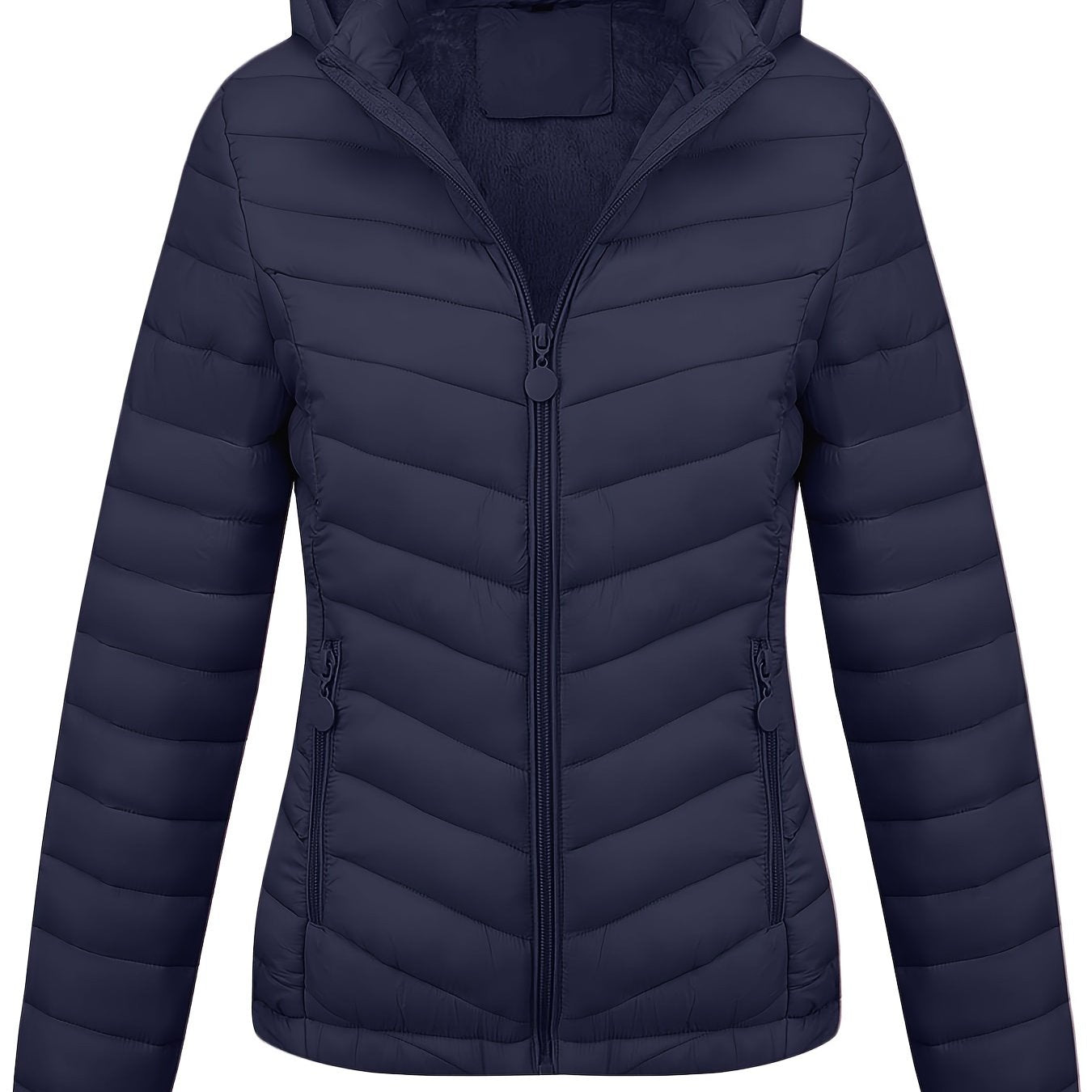 Fien | Women's Zip-Up Hooded Puffer Jacket with Slanted Pockets