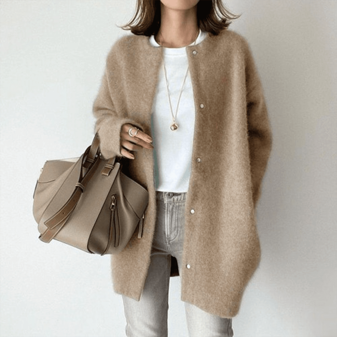 Fleur | Women's Crew Neck Midi Cardigan