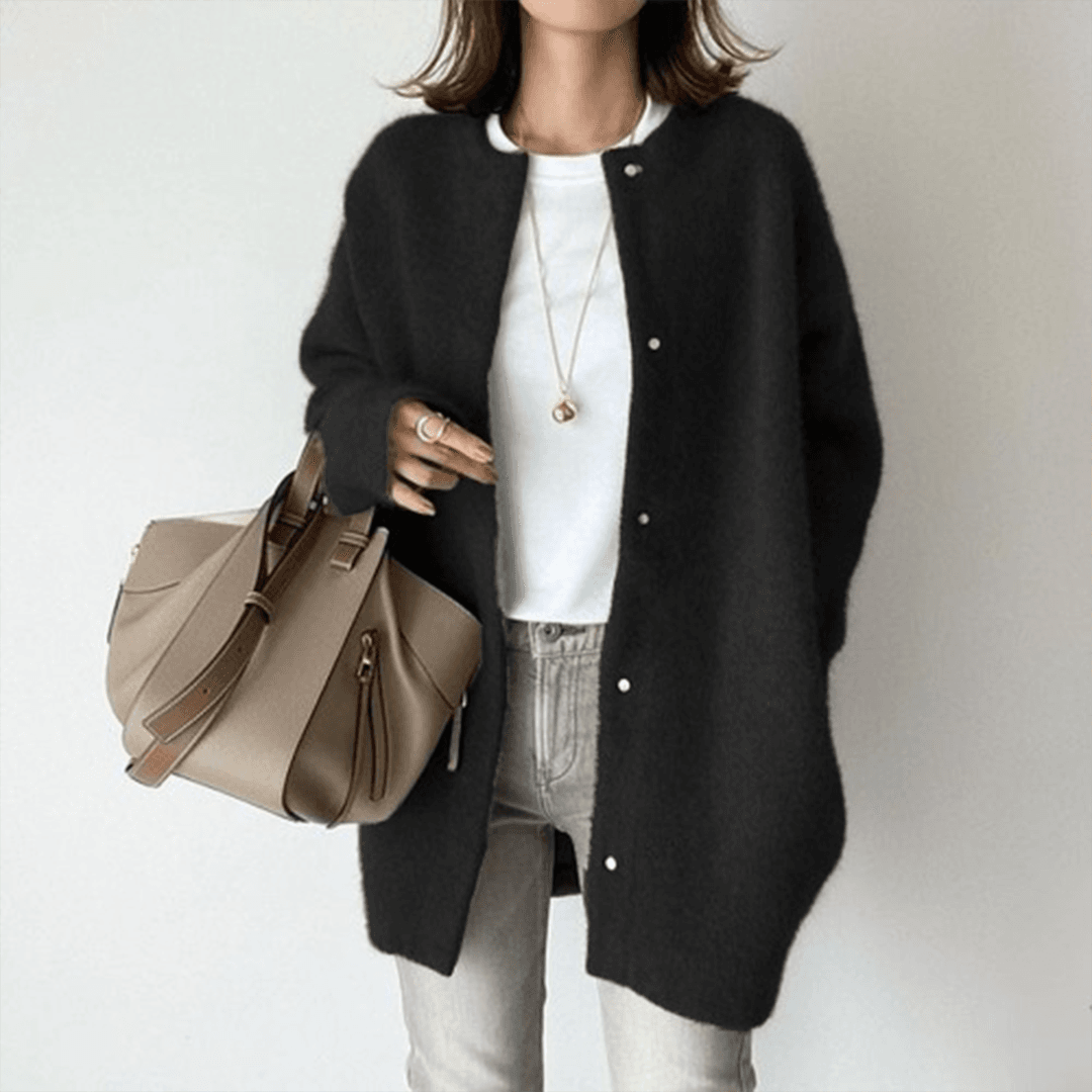 Fleur | Women's Crew Neck Midi Cardigan